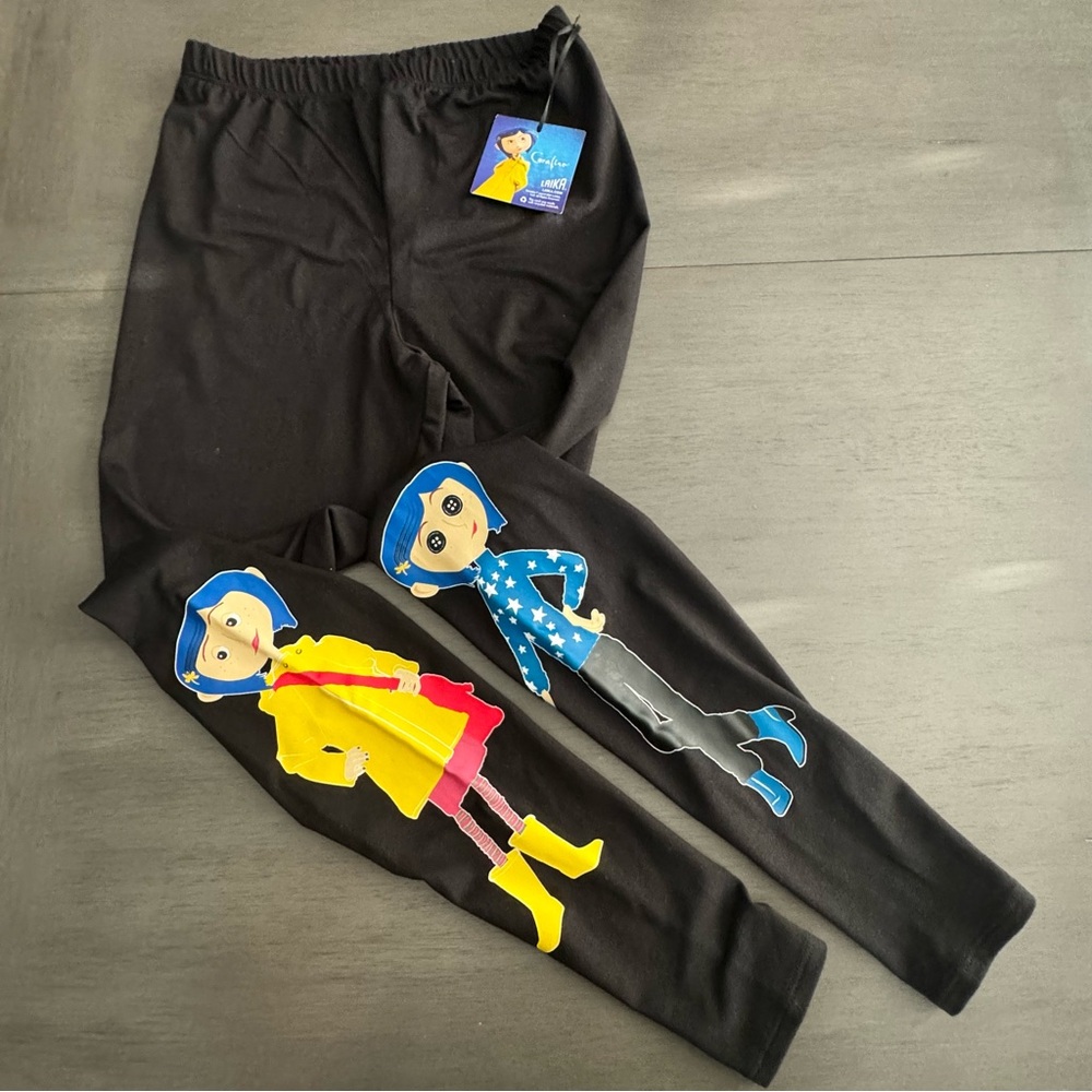 Coraline Mirror Leggings - Real World & Button Eyed Coraline Size XS Black NWT